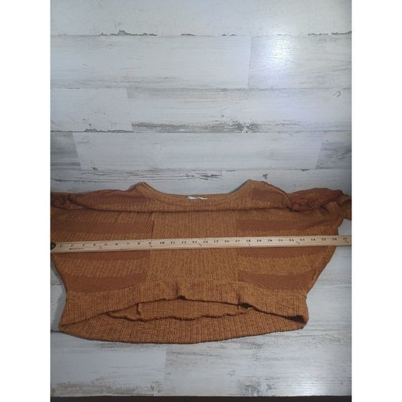 Women's Lush Pumpkin‎ Spice Size Small Lace Sleeves Fall Sweater Short - Picture 11 of 11